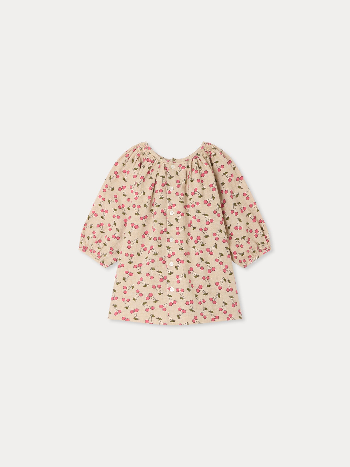 Muce baby dress smocked cherry print organic cotton