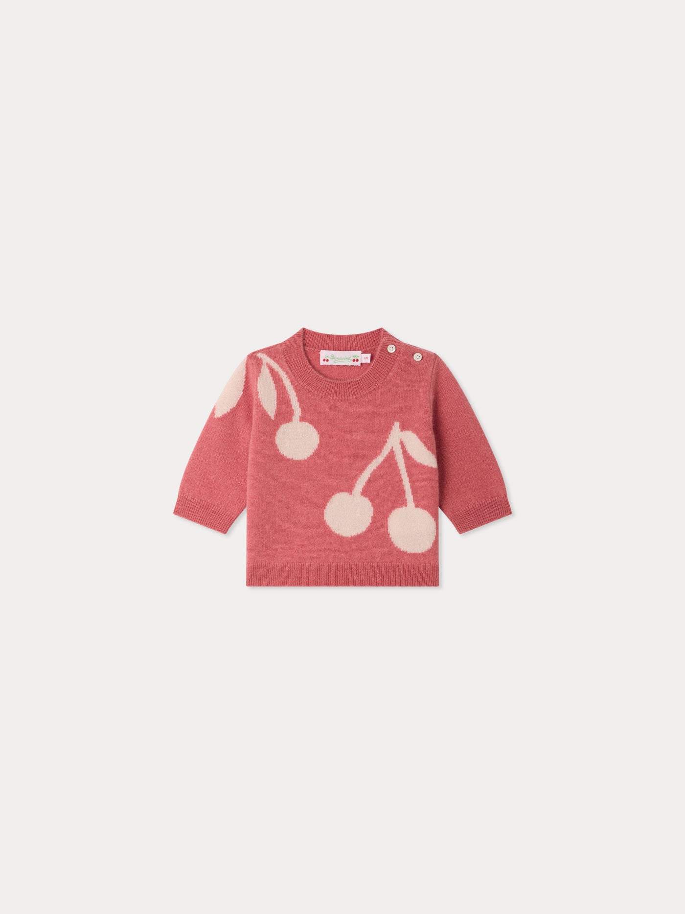 Marilene baby jumper with cherry embroidery in cashmere