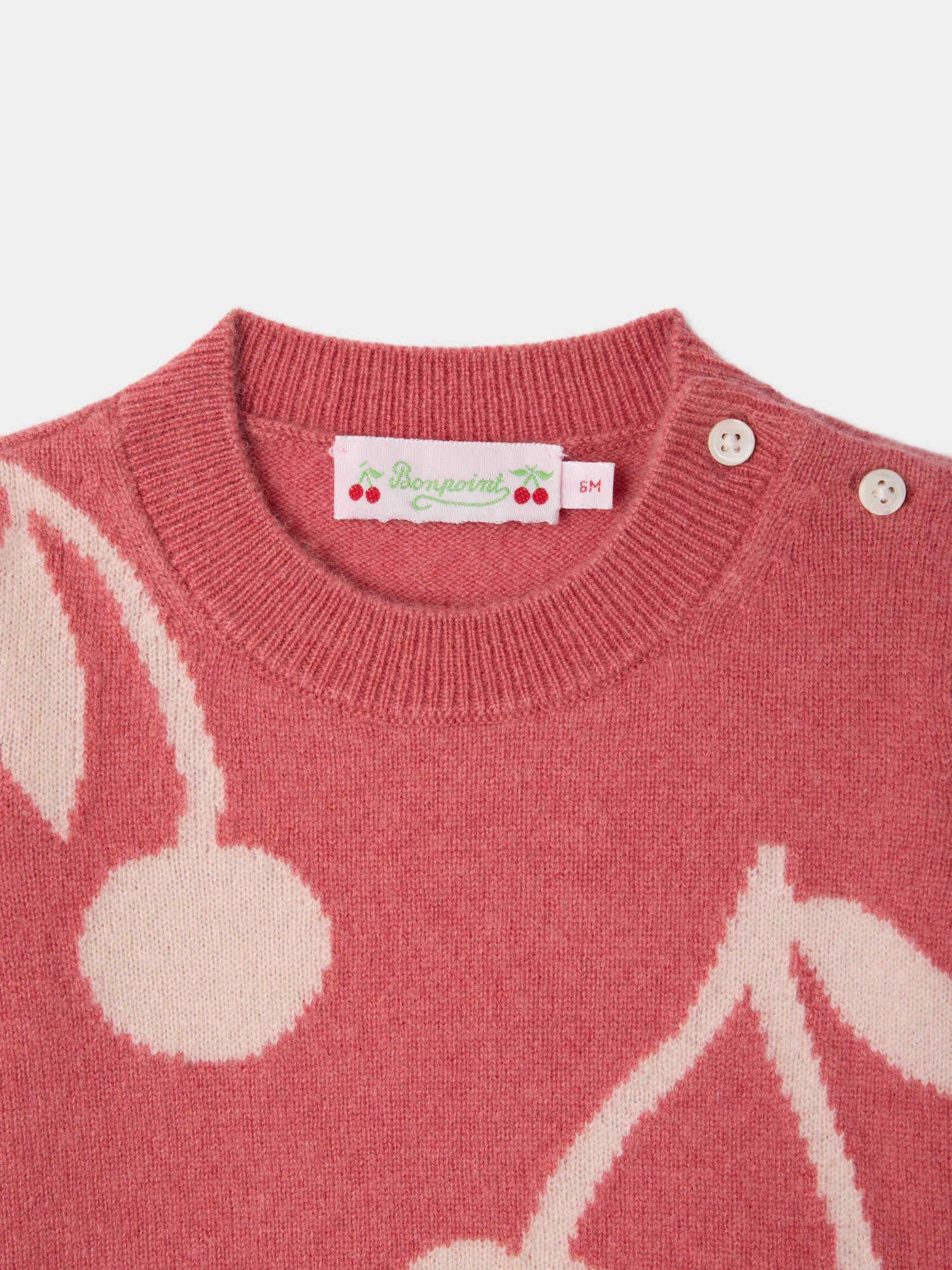 Marilene baby jumper with cherry embroidery in cashmere