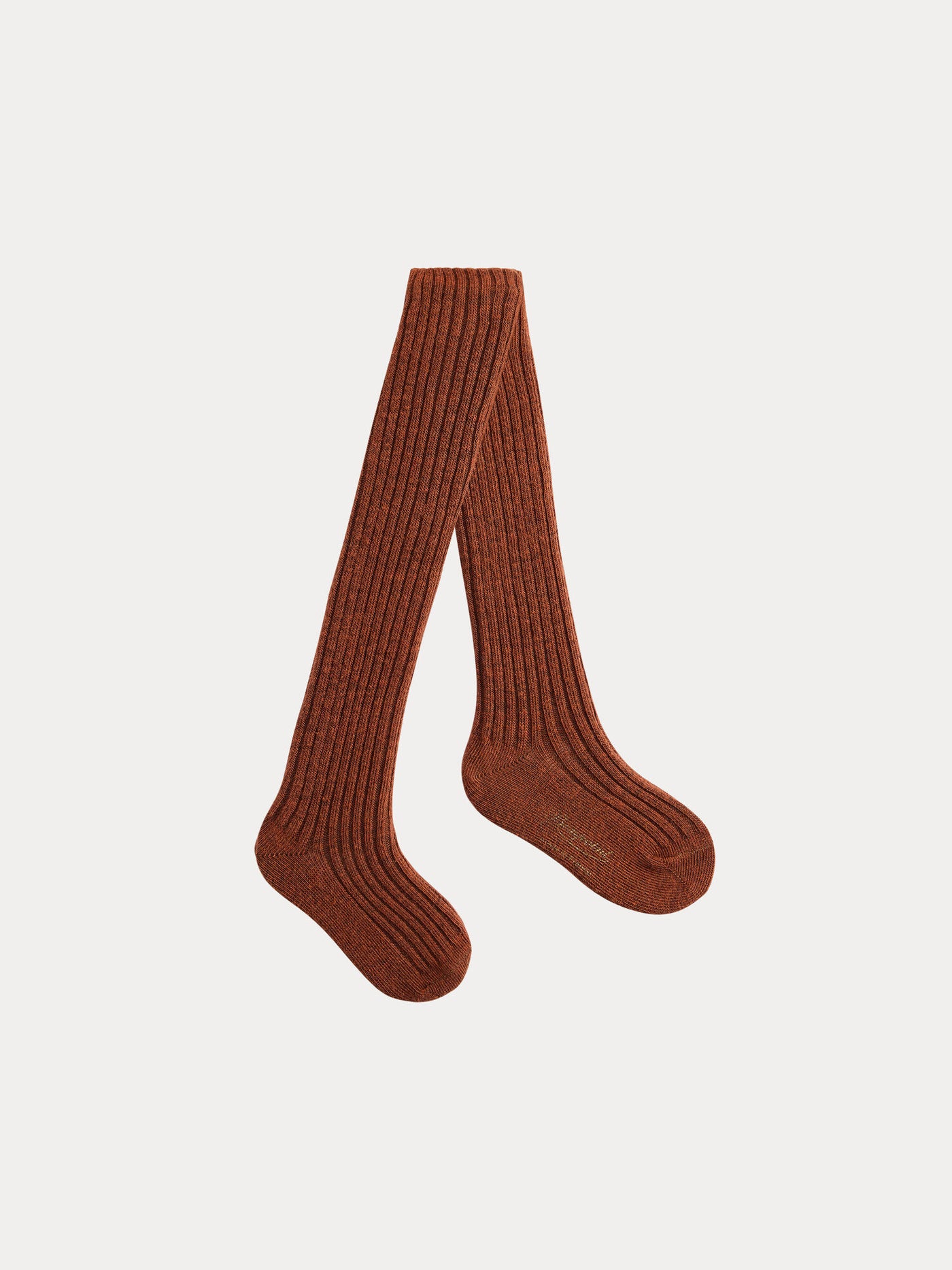 Banny baby ribbed tights in mottled brown