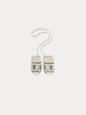 Thuri baby mittens with jacquard pattern and drawstring