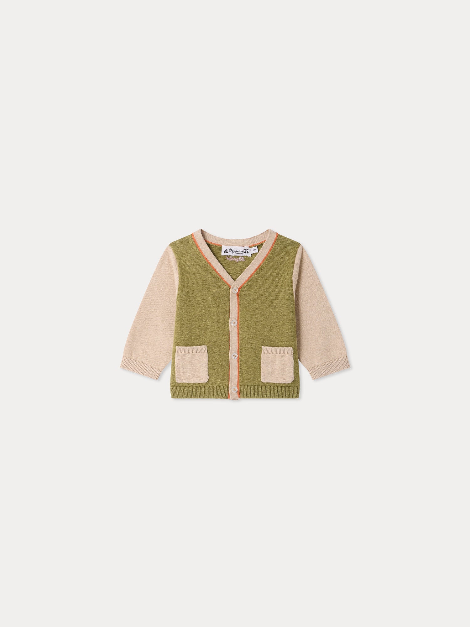 Tahiel V-neck baby cardigan in organic cotton and cashmere • Bonpoint