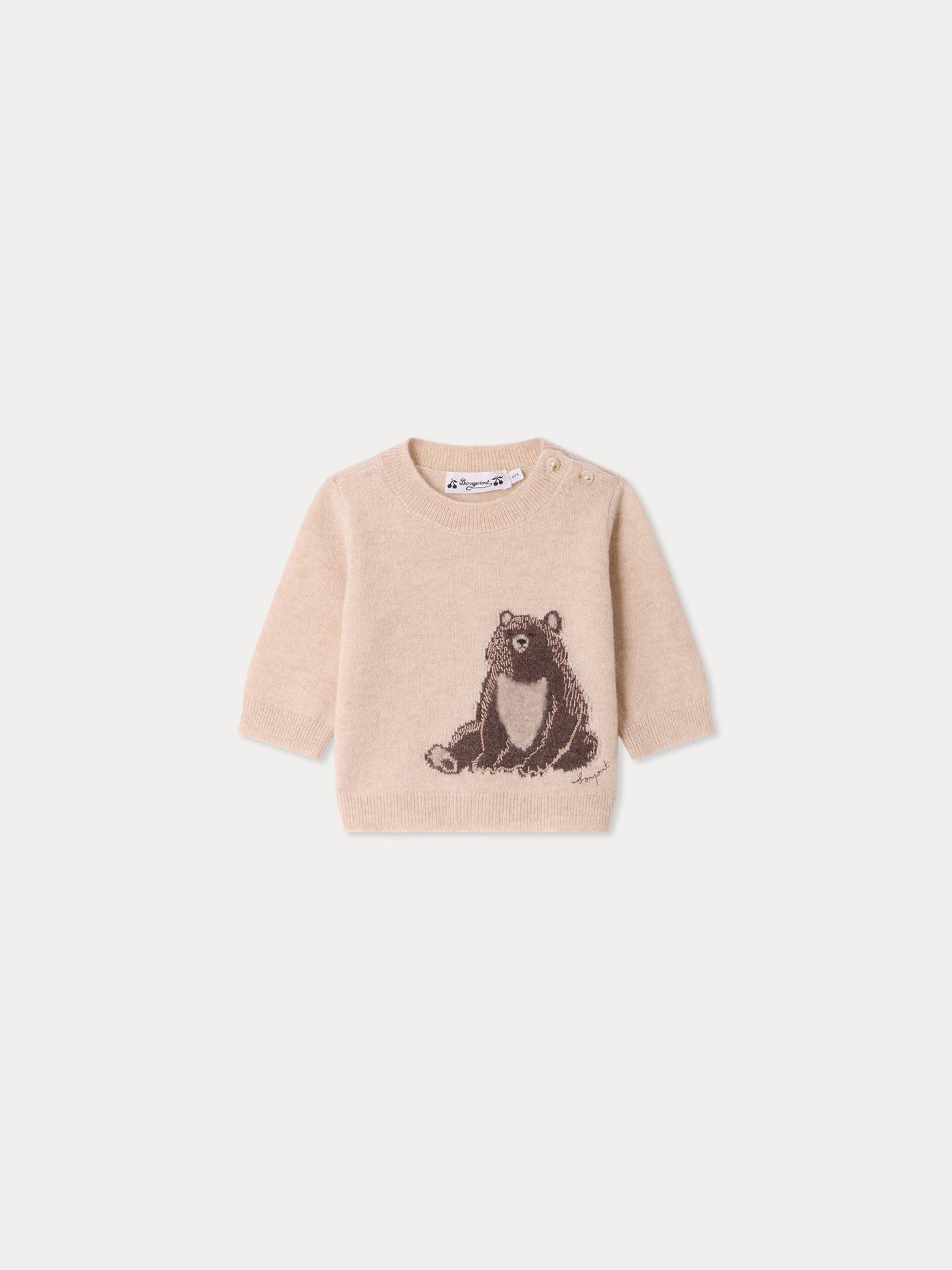 Almire baby jumper with embroidered bear in cashmere