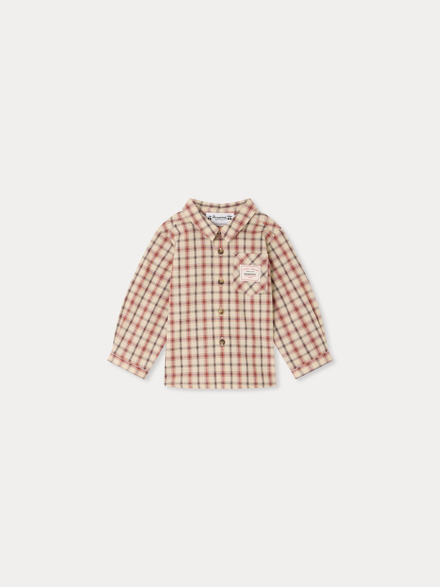 Gillo plaid baby shirt in organic cotton