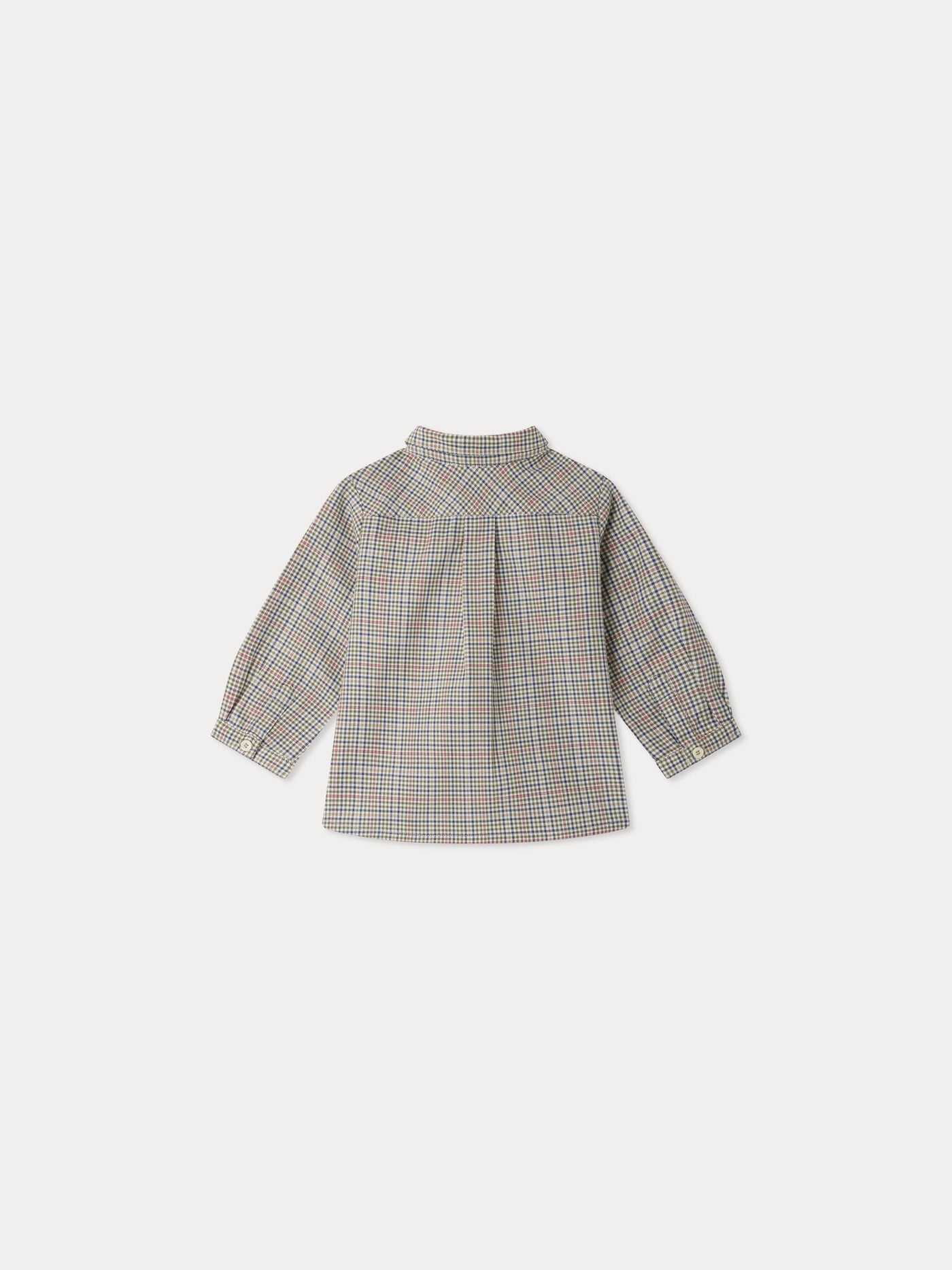 Malo baby shirt checked and hand-embroidered in organic cotton