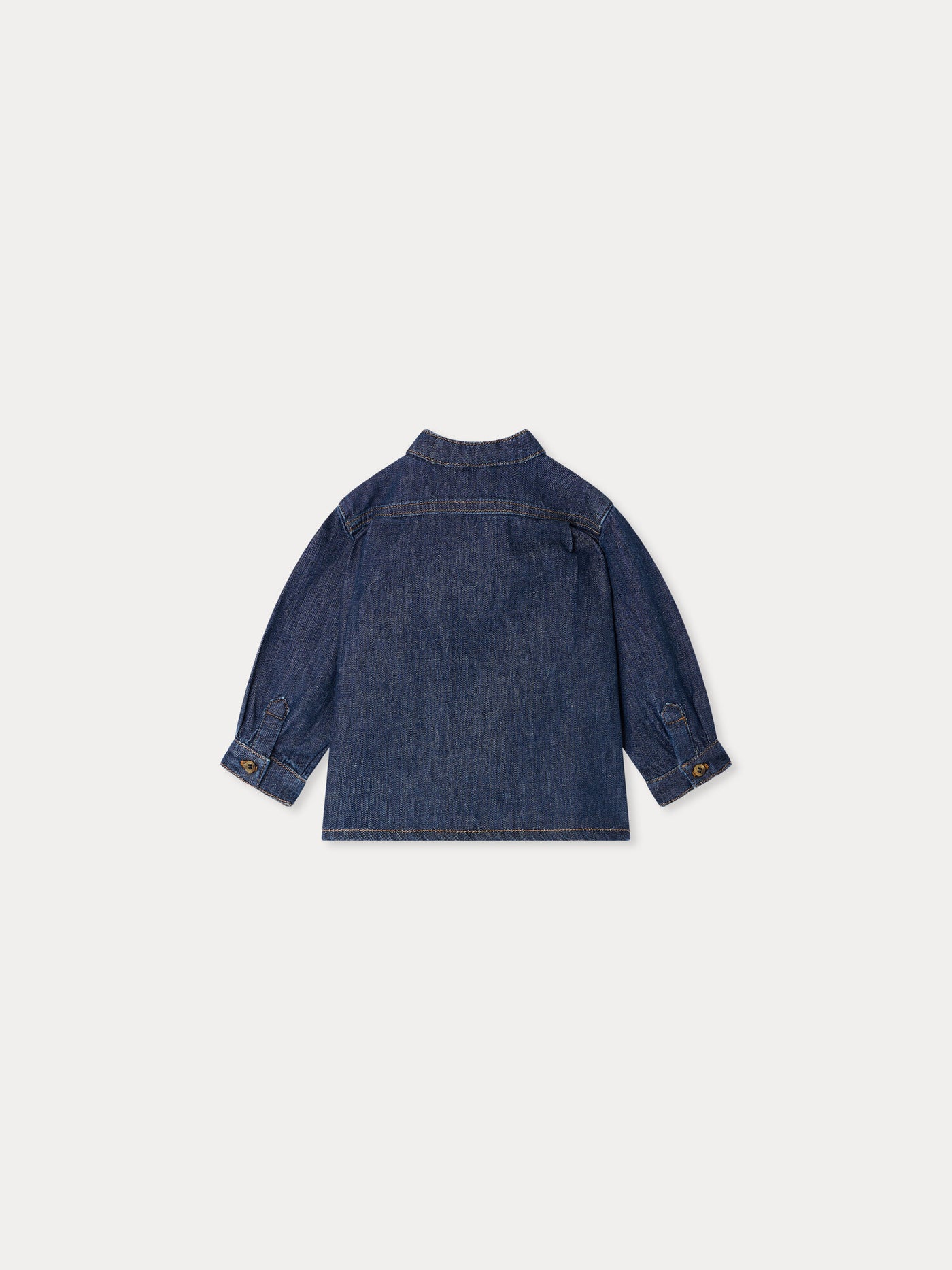 Jace baby shirt with mandarin collar and embroidered pocket in organic cotton