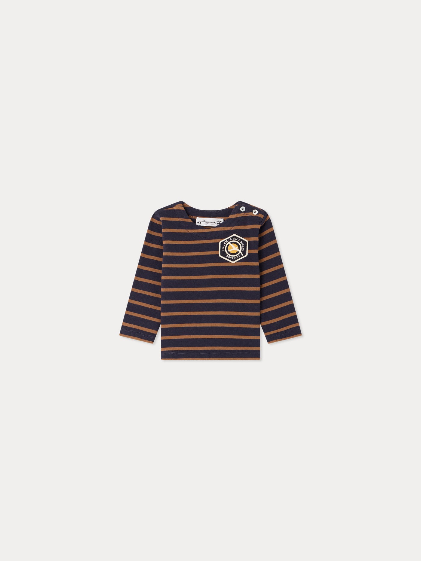 Tourbillon baby T-shirt with stripes in organic cotton