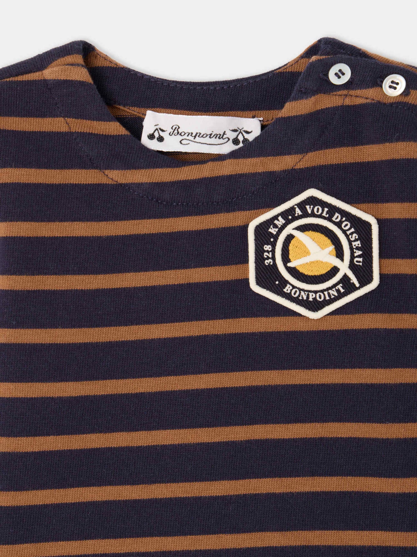 Tourbillon baby T-shirt with stripes in organic cotton