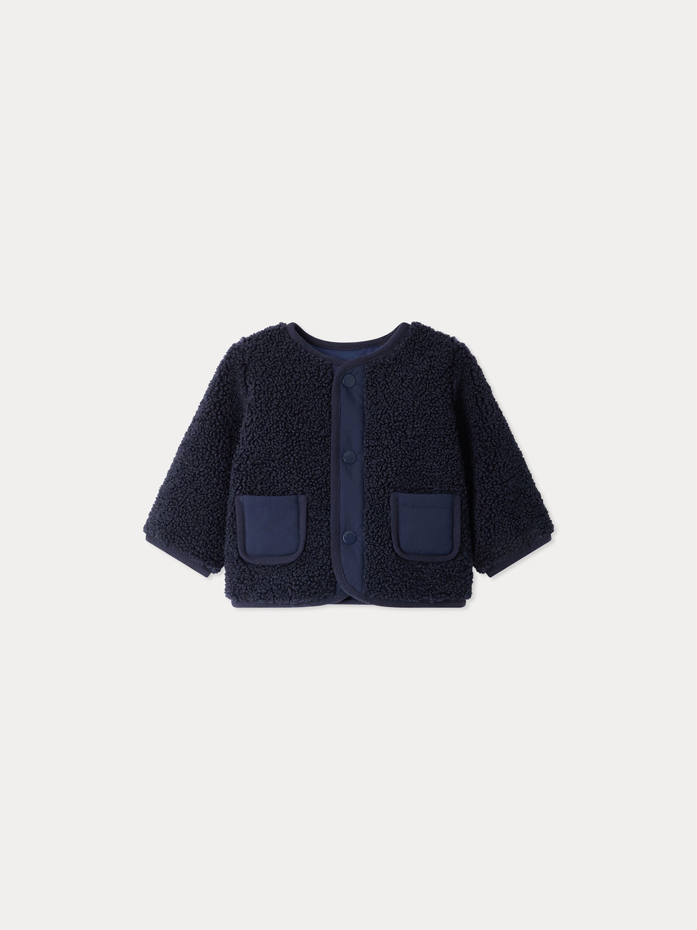 Melice navy baby coat in reversible fleece