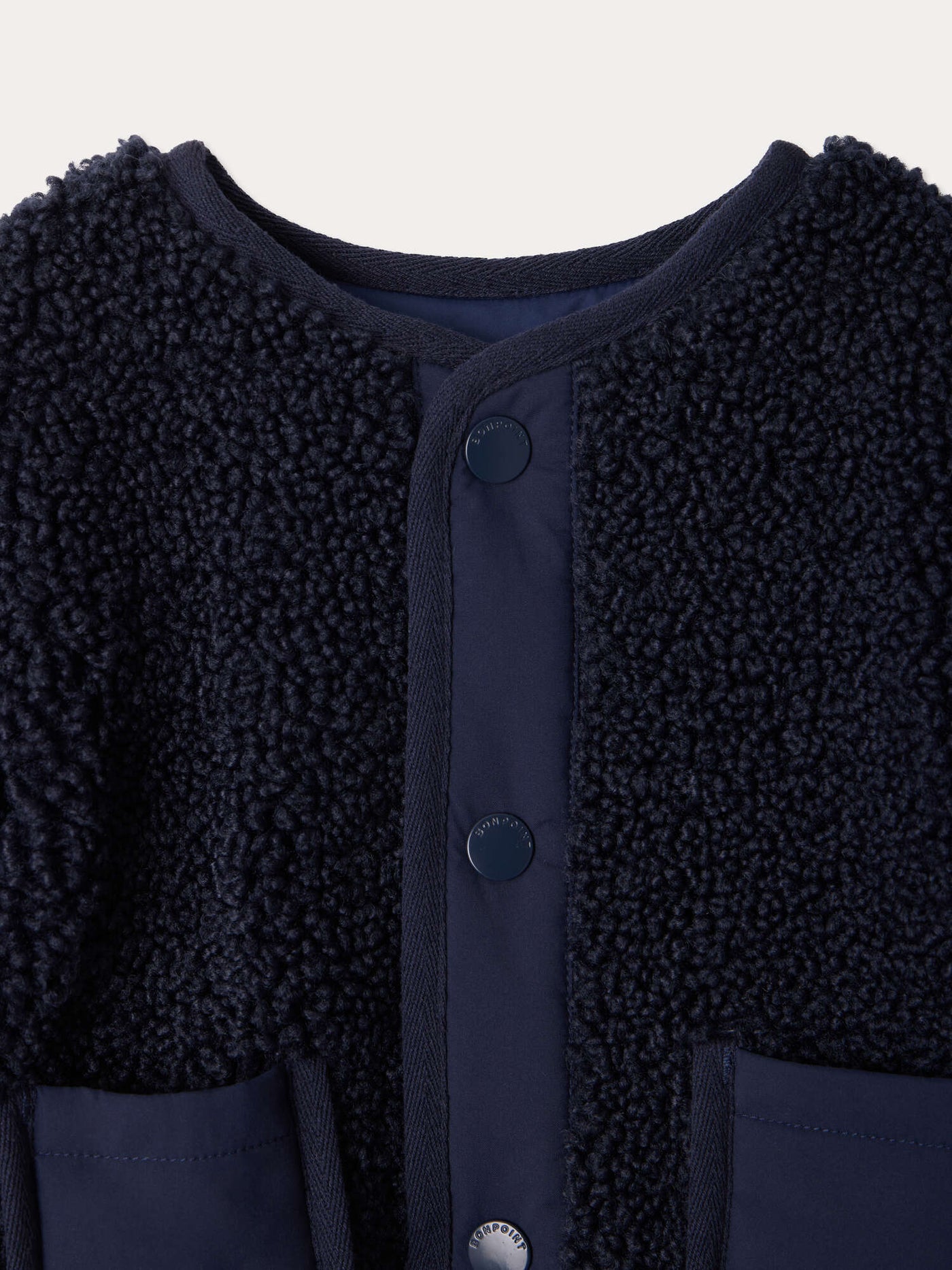 Melice navy baby coat in reversible fleece