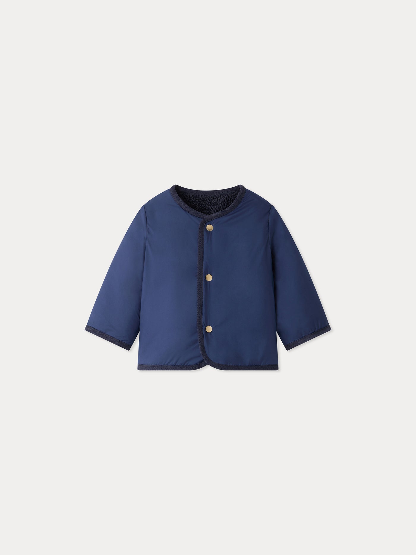 Melice navy baby coat in reversible fleece