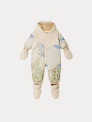 Paco baby ski suit with mountain landscape print waterproof