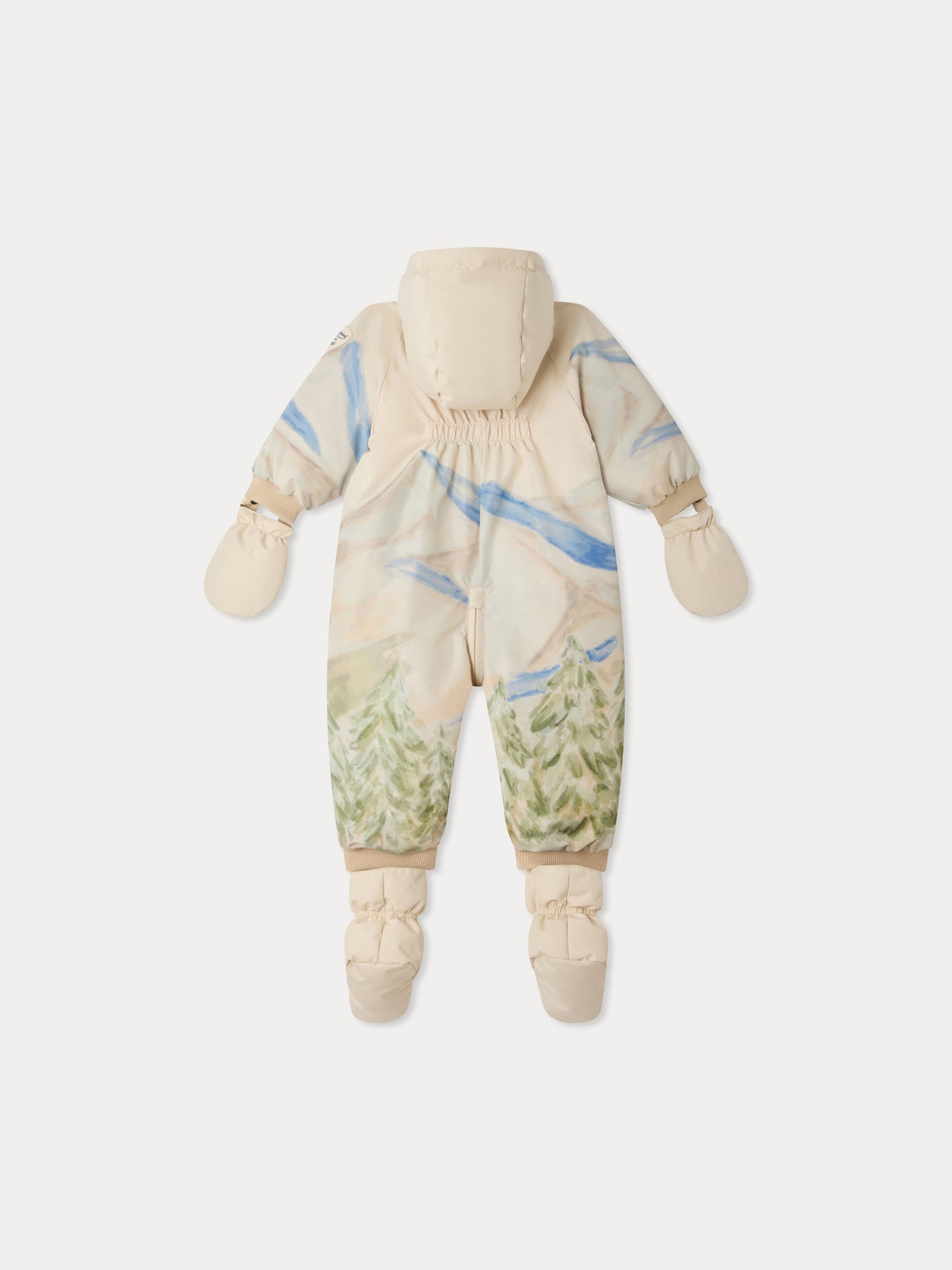 Paco baby ski suit with mountain landscape print waterproof