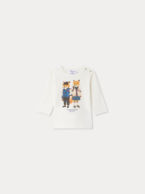 Bonpoint x Maison Kitsuné Tahsin baby fox print T-shirt in organic cotton