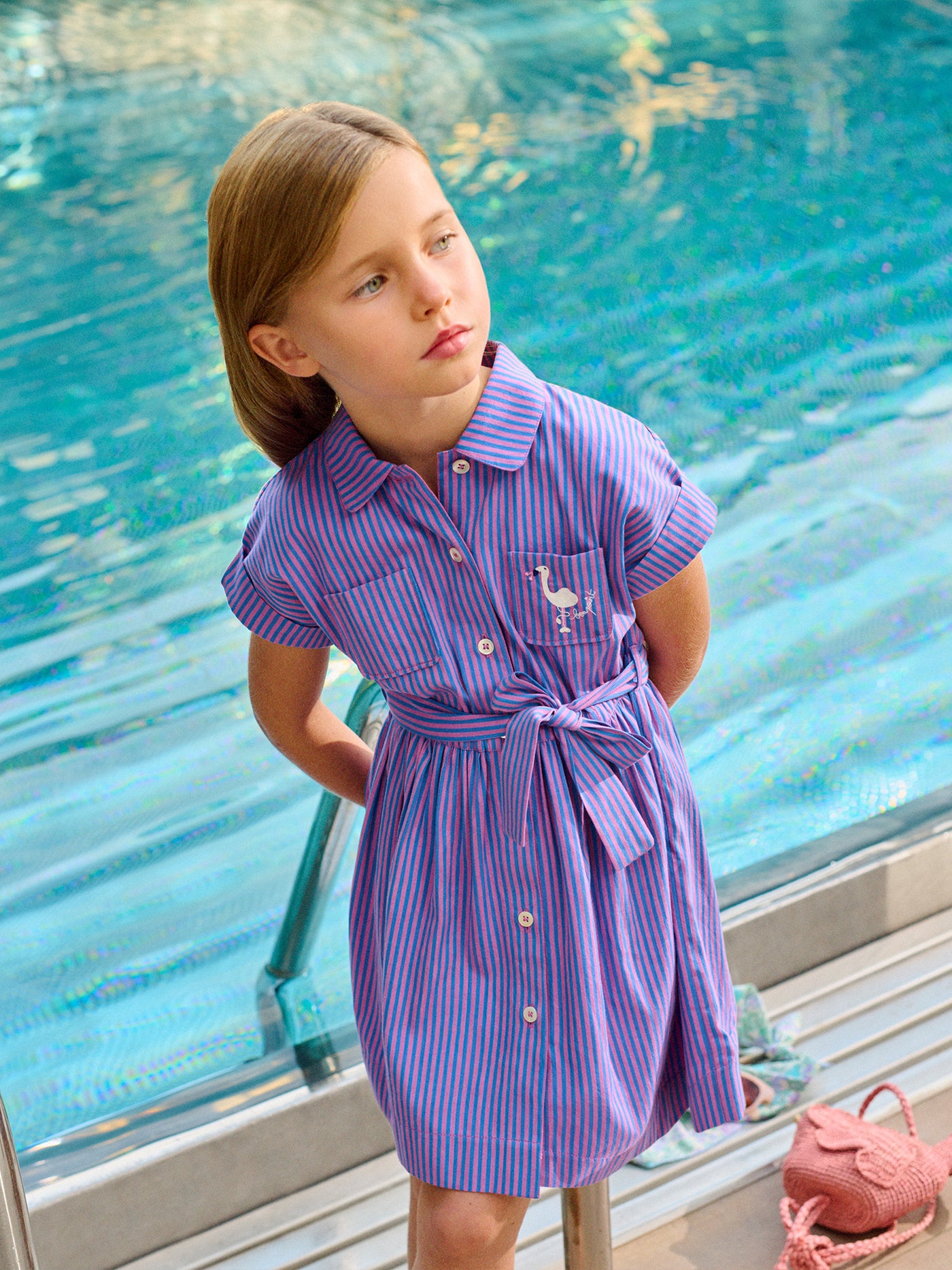 Gisele striped dress with organic cotton embroidery Bonpoint Gisele striped dress with organic cotton embroidery Bonpoint