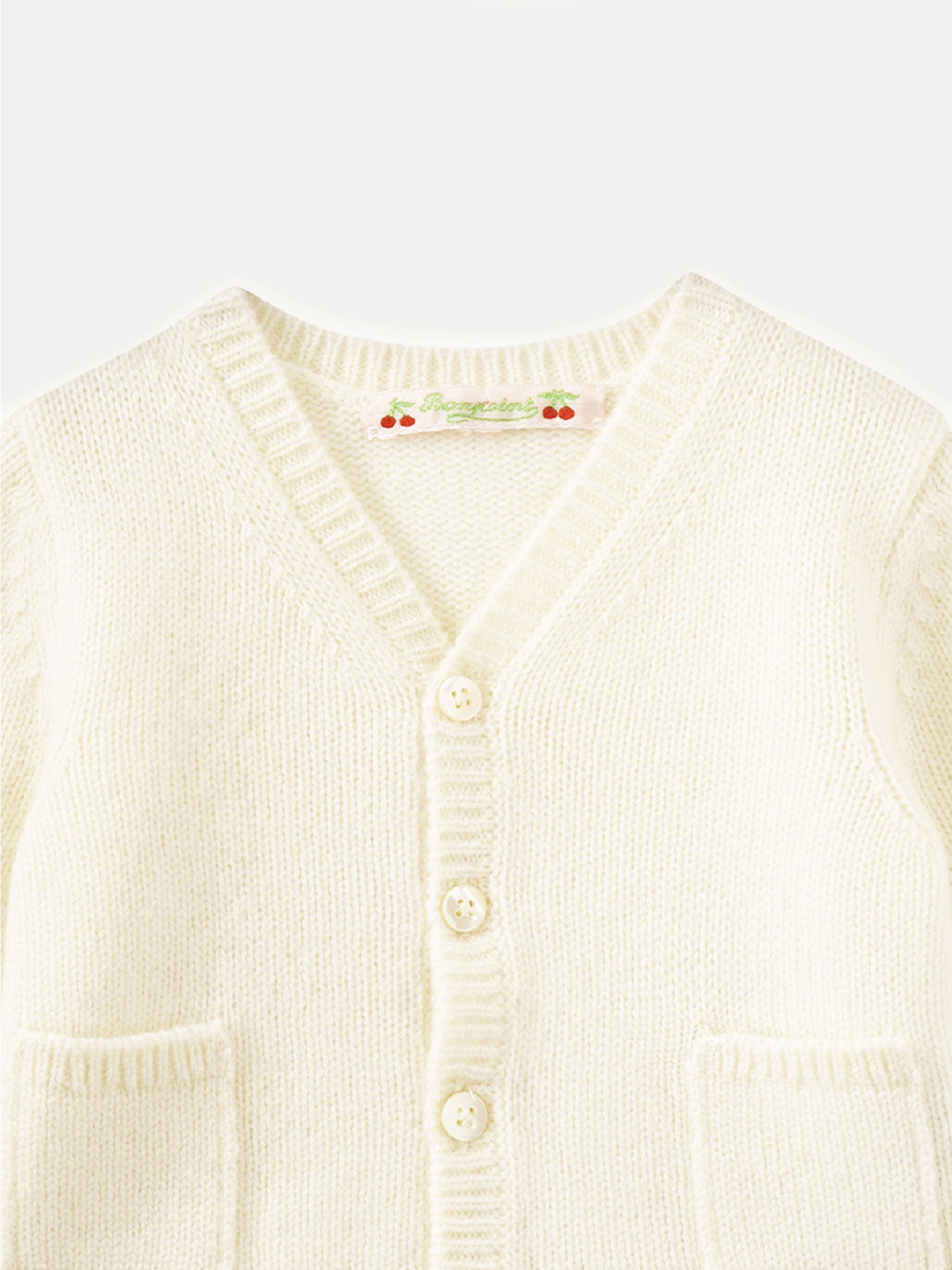 Cashmere Baby cardigan milk white | baby girl sweaters and cardigans •  Bonpoint