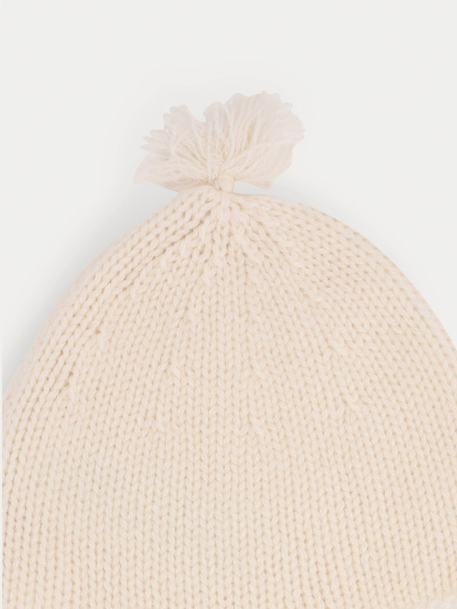 Cashmere Baby beanie hat milk white with pompoms | baby girl