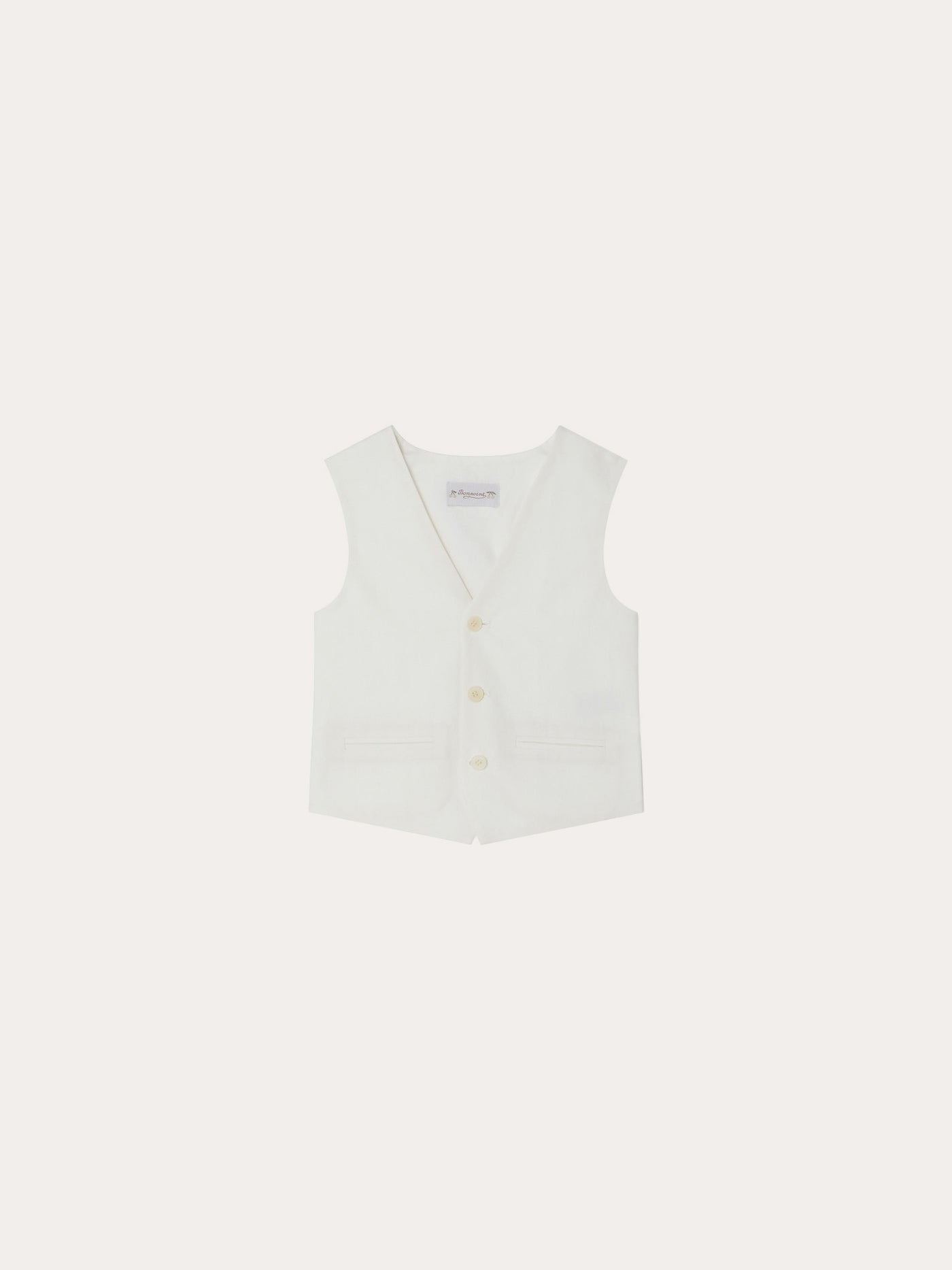 Linen and Cotton Dressy Vest for Boys milk white