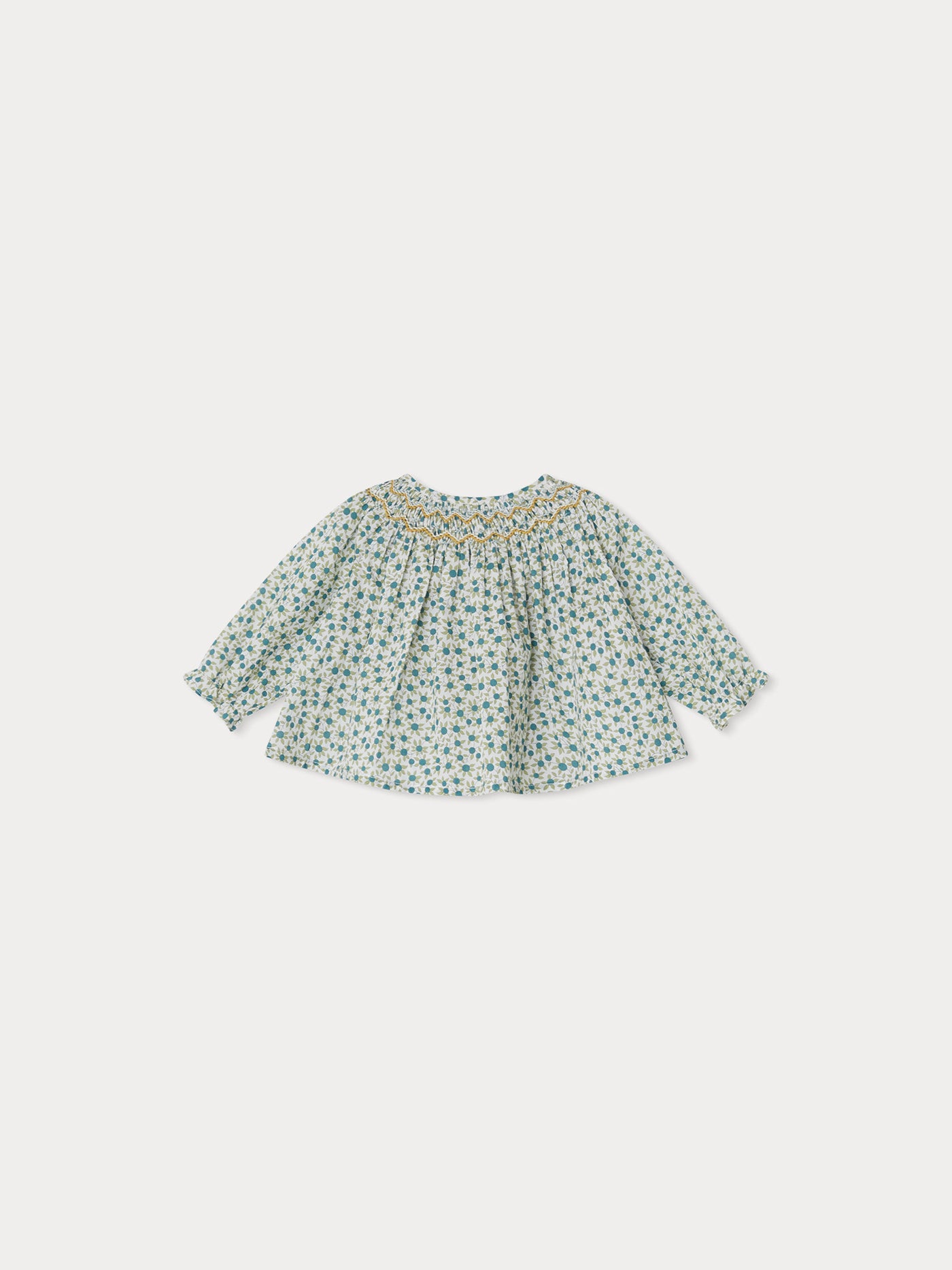 Griotte Smocked Blouse turquoise green