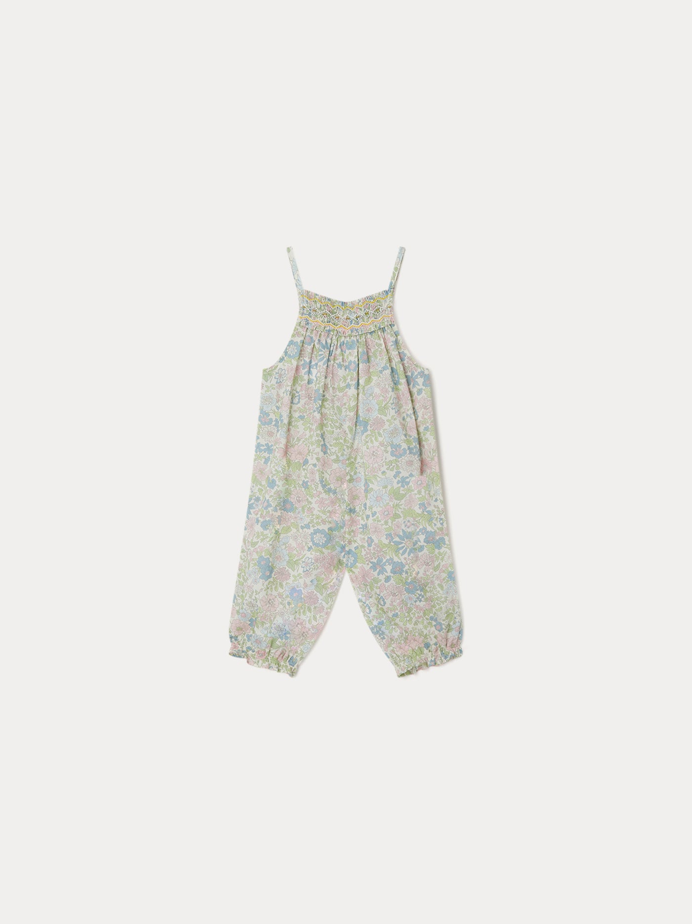 Lilisy Smocked Overalls pink flowers