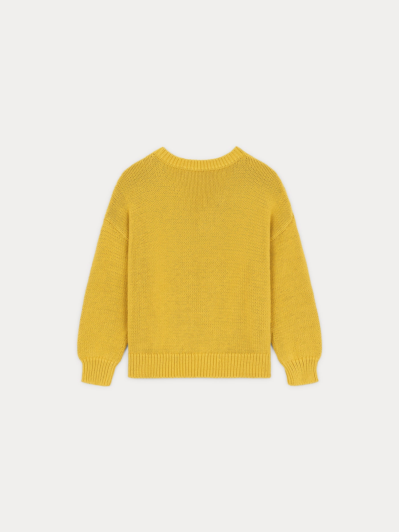 Chunky knit v-neck sweater in yellow cotton