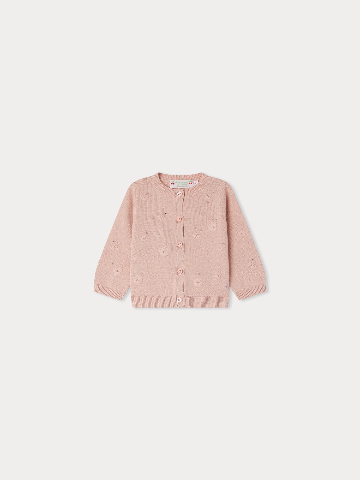 Bonpoint cherry-motif cashmere cardigan - Pink